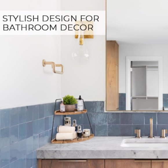 2-Tier Wooden Corner Organizer - Bathroom/ Kitchen/ Vanity Corner Shelf Storage - Picture 6 of 11